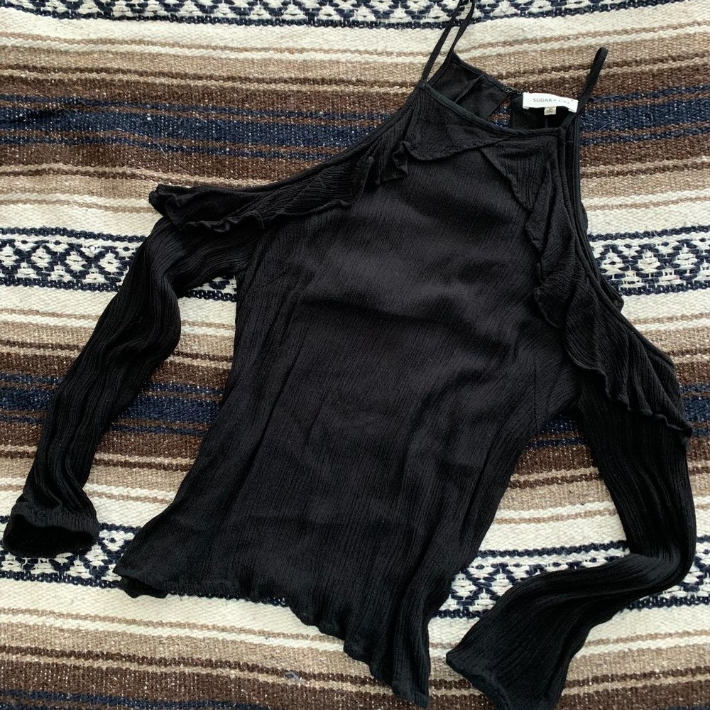 Sugarlips off the shoulder/ruffled long sleeve top
